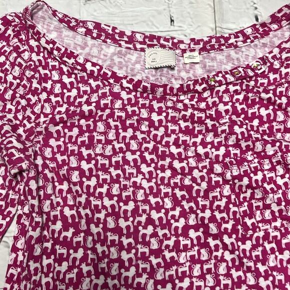 Anthropologie Postmark Poodle Cat Pet Print Top Blouse S - Picture 1 of 4